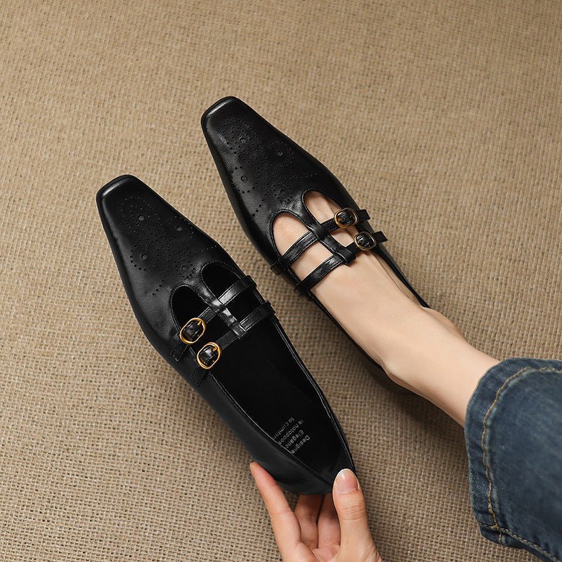Etta | Mules de Doble Correa con Detalle de Brogue - Isabel de Sevilla