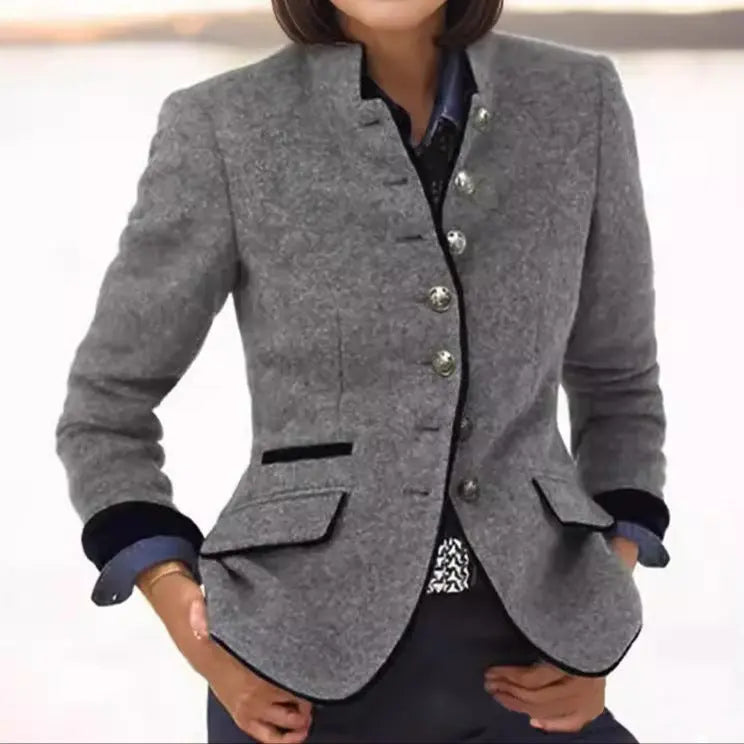 Gloria | Blazer de Lana con Ribete en Contraste para Mujer