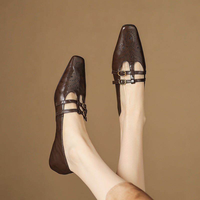 Etta | Mules de Doble Correa con Detalle de Brogue - Isabel de Sevilla
