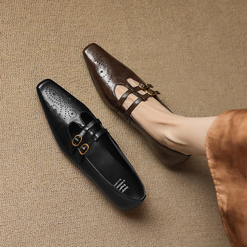 Etta | Mules de Doble Correa con Detalle de Brogue - Isabel de Sevilla