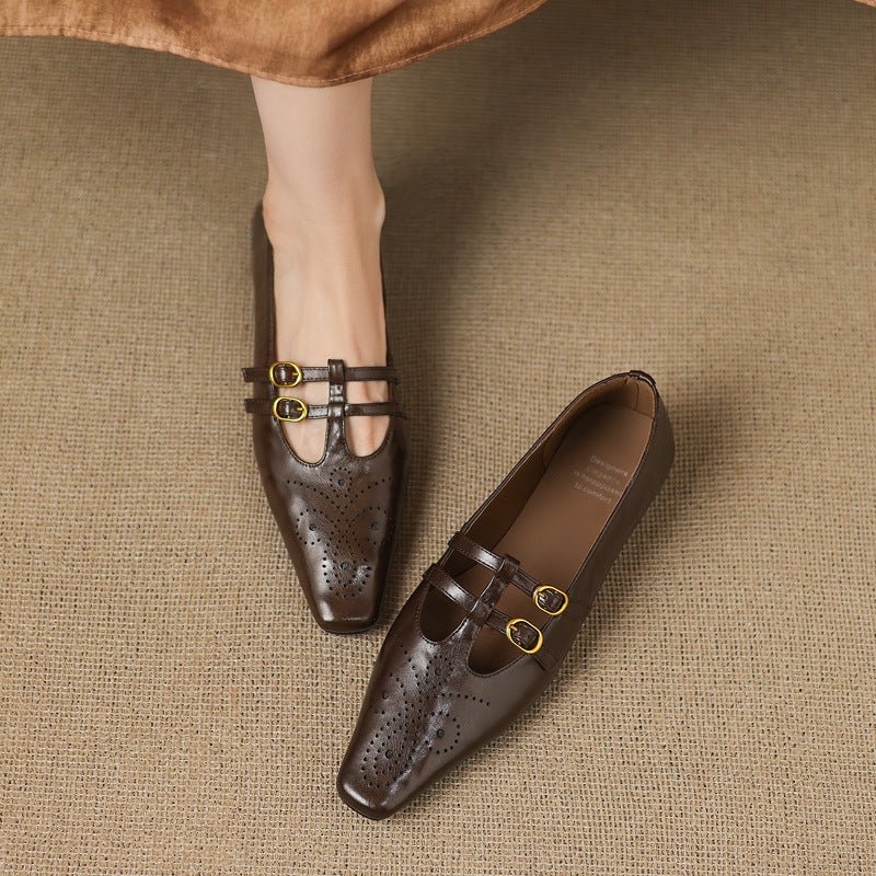 Etta | Mules de Doble Correa con Detalle de Brogue - Isabel de Sevilla