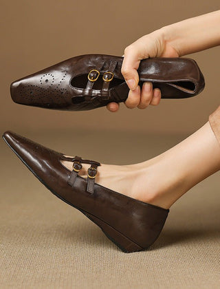 Etta | Mules de Doble Correa con Detalle de Brogue - Isabel de Sevilla