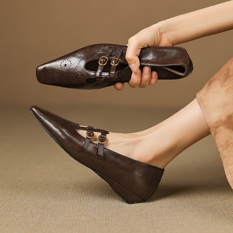 Etta | Mules de Doble Correa con Detalle de Brogue - Isabel de Sevilla