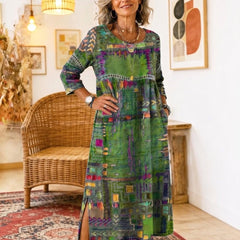 Manuela | Vestido Denim con Patchwork Étnico - Isabel de Sevilla