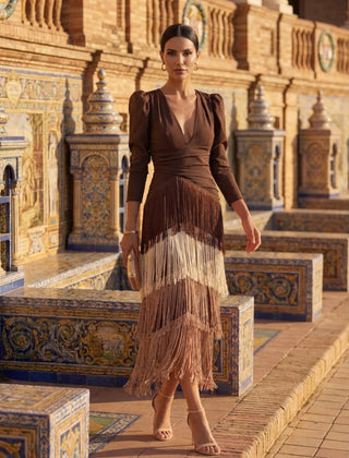 Salvia | Vestido Flecos - Isabel de Sevilla