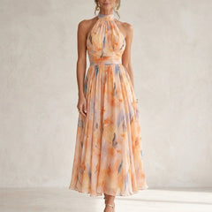 Esther | Vestido de Cuello Halter con Estampado de Acuarela - Isabel de Sevilla
