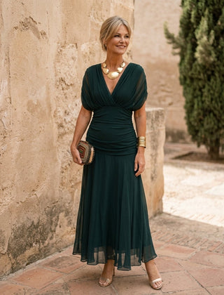 Vestido maxi elegante para fiesta con escote en corazón - Isabel de Sevilla