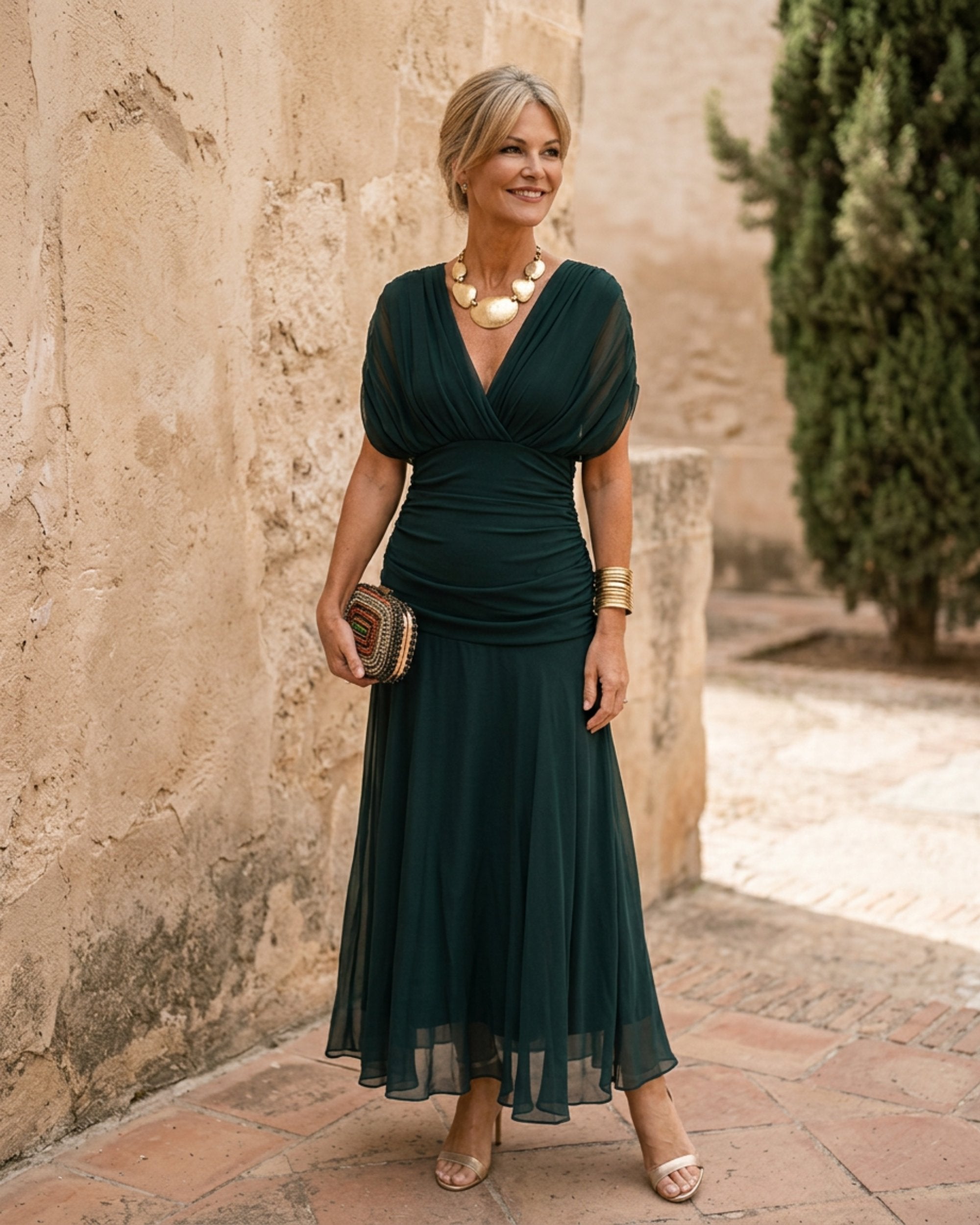 Vestido maxi elegante para fiesta con escote en corazón