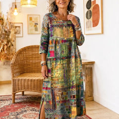 Manuela | Vestido Denim con Patchwork Étnico - Isabel de Sevilla