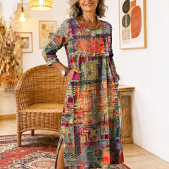 Manuela | Vestido Denim con Patchwork Étnico - Isabel de Sevilla