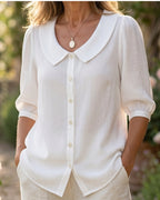Alexia | Blusa elegante de algodón ligero con cuello redondeado