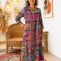 Manuela | Vestido Denim con Patchwork Étnico - Isabel de Sevilla
