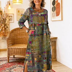 Manuela | Vestido Denim con Patchwork Étnico - Isabel de Sevilla