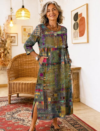 Manuela | Vestido Denim con Patchwork Étnico - Isabel de Sevilla