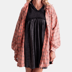 Aitana | Camisa Oversize a Cuadros con Bolsillo y Bajo Deshilachado - Isabel de Sevilla