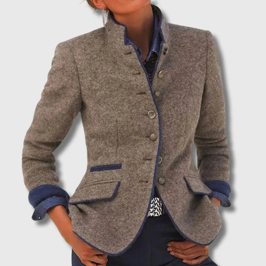 Gloria | Blazer de Lana con Ribete en Contraste para Mujer