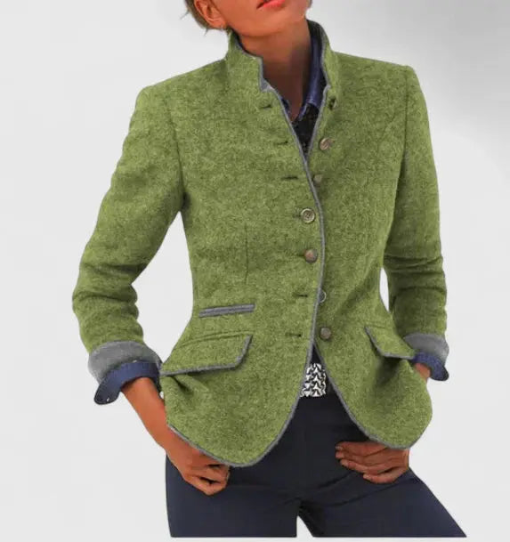 Gloria | Blazer de Lana con Ribete en Contraste para Mujer