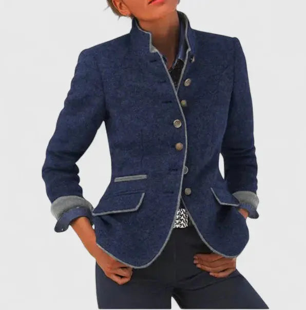 Gloria | Blazer de Lana con Ribete en Contraste para Mujer