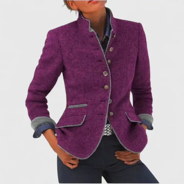Gloria | Blazer de Lana con Ribete en Contraste para Mujer