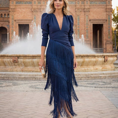 Salvia | Vestido Flecos - Isabel de Sevilla
