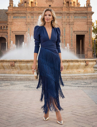 Salvia | Vestido Flecos - Isabel de Sevilla