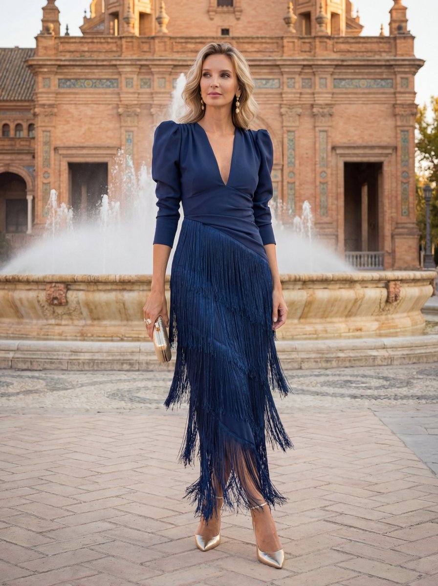 Salvia | Vestido Flecos - Isabel de Sevilla