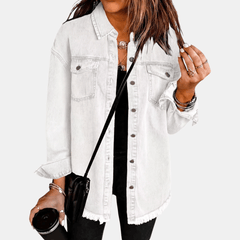 Marina | Chaqueta Vaquera Oversize con Bajo Deshilachado - Isabel de Sevilla