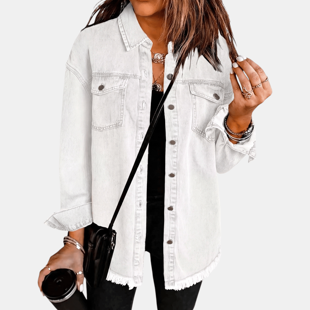 Marina | Chaqueta Vaquera Oversize con Bajo Deshilachado - Isabel de Sevilla