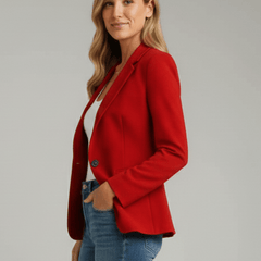 Alicia | Blazer Roja Entallada de Solapa y Un Botón - Isabel de Sevilla