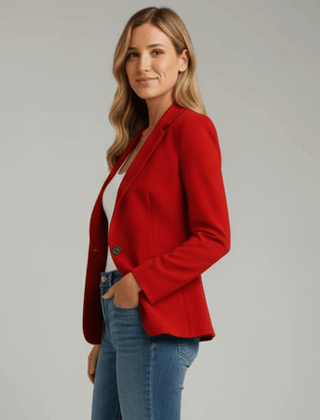 Alicia | Blazer Roja Entallada de Solapa y Un Botón - Isabel de Sevilla