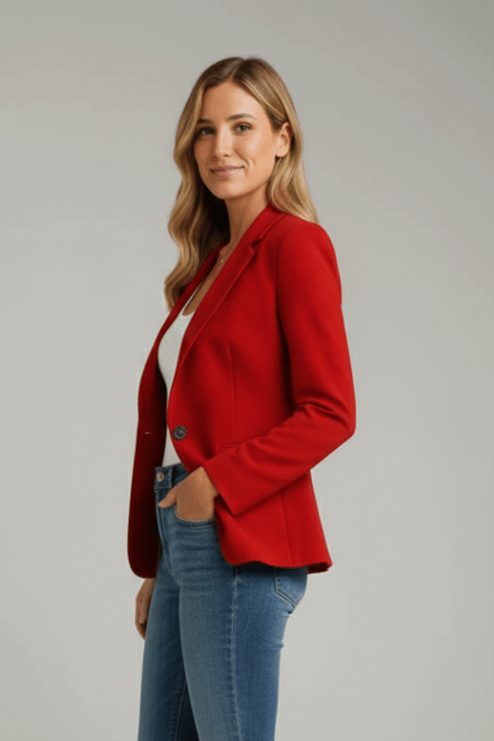 Alicia | Blazer Roja Entallada de Solapa y Un Botón - Isabel de Sevilla
