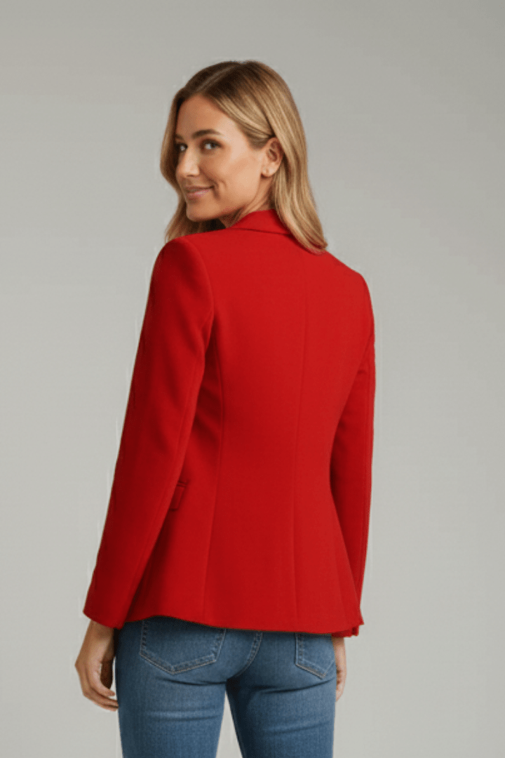Alicia | Blazer Roja Entallada de Solapa y Un Botón - Isabel de Sevilla