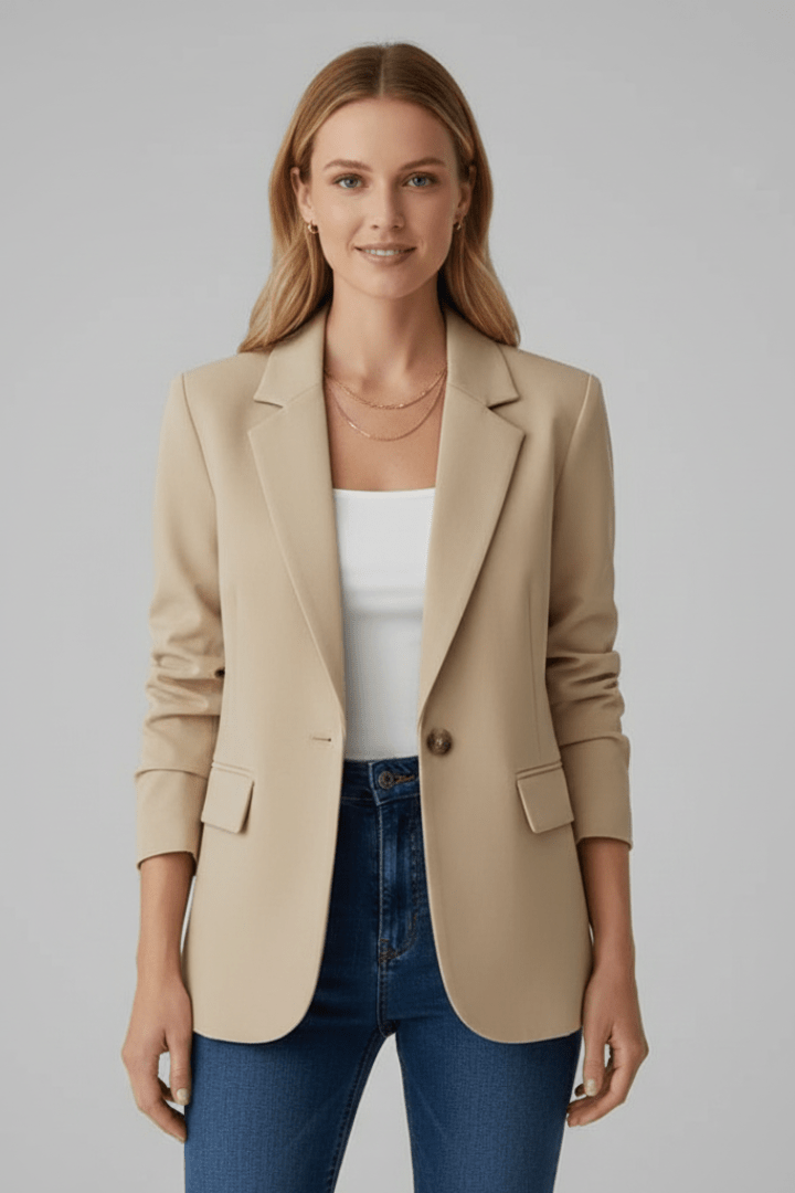 Alicia | Blazer Roja Entallada de Solapa y Un Botón - Isabel de Sevilla
