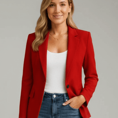 Alicia | Blazer Roja Entallada de Solapa y Un Botón - Isabel de Sevilla