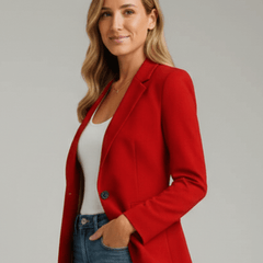 Alicia | Blazer Roja Entallada de Solapa y Un Botón - Isabel de Sevilla