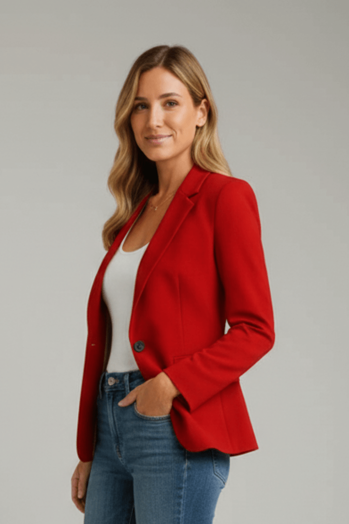 Alicia | Blazer Roja Entallada de Solapa y Un Botón - Isabel de Sevilla