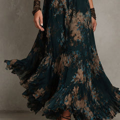 Andrea | Vestido Maxi Floral Bohemio con Escote en V y Encaje - Isabel de Sevilla