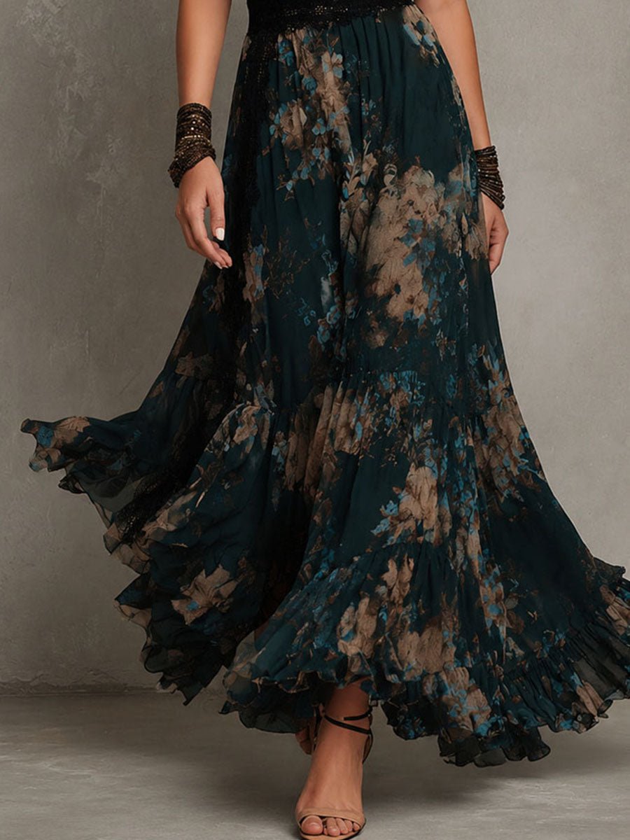 Andrea | Vestido Maxi Floral Bohemio con Escote en V y Encaje - Isabel de Sevilla