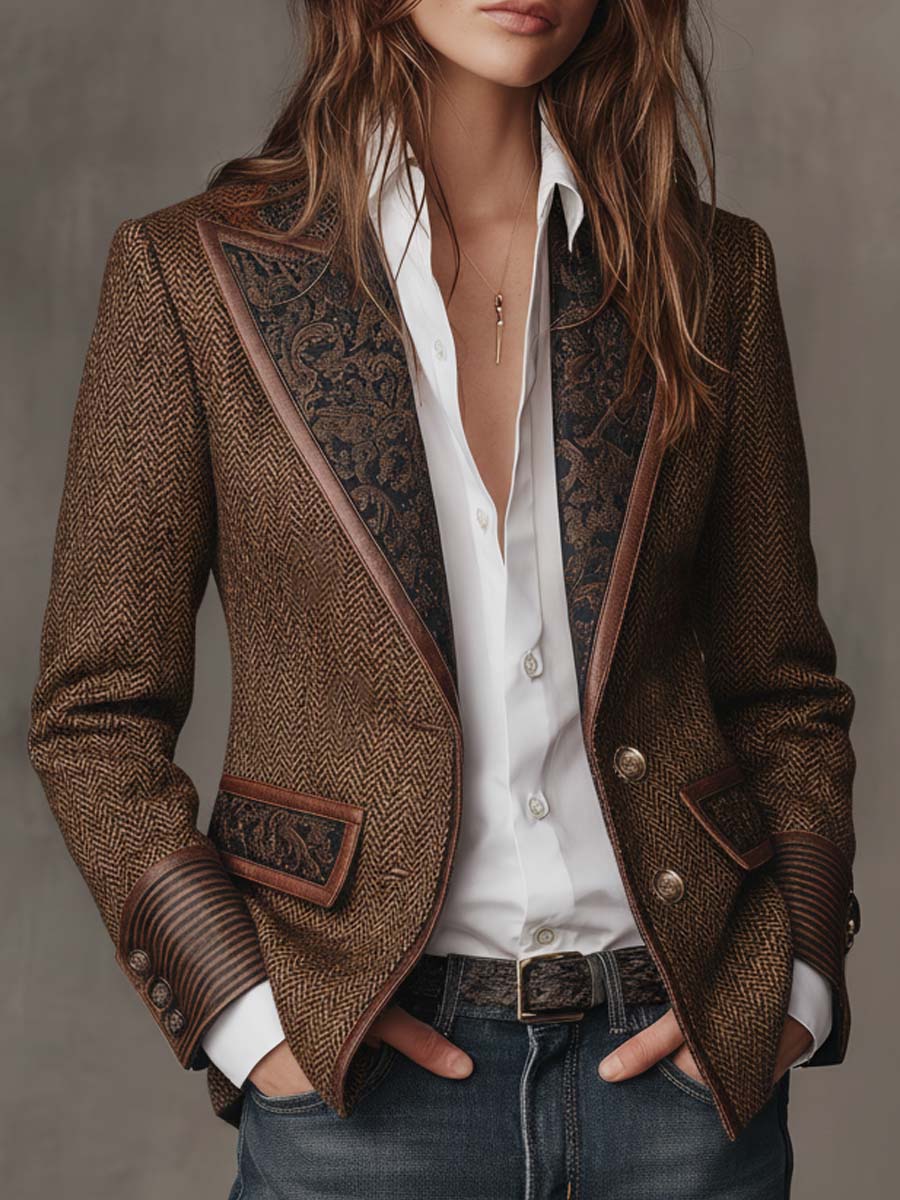 Hollis | Blazer de Espiga con Panel de Contraste