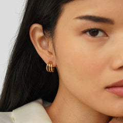 Pendientes de Aro Anaya Triple Gold (15 mm) - Isabel de Sevilla
