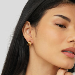 Pendientes de Aro Anaya Triple Gold (15 mm) - Isabel de Sevilla