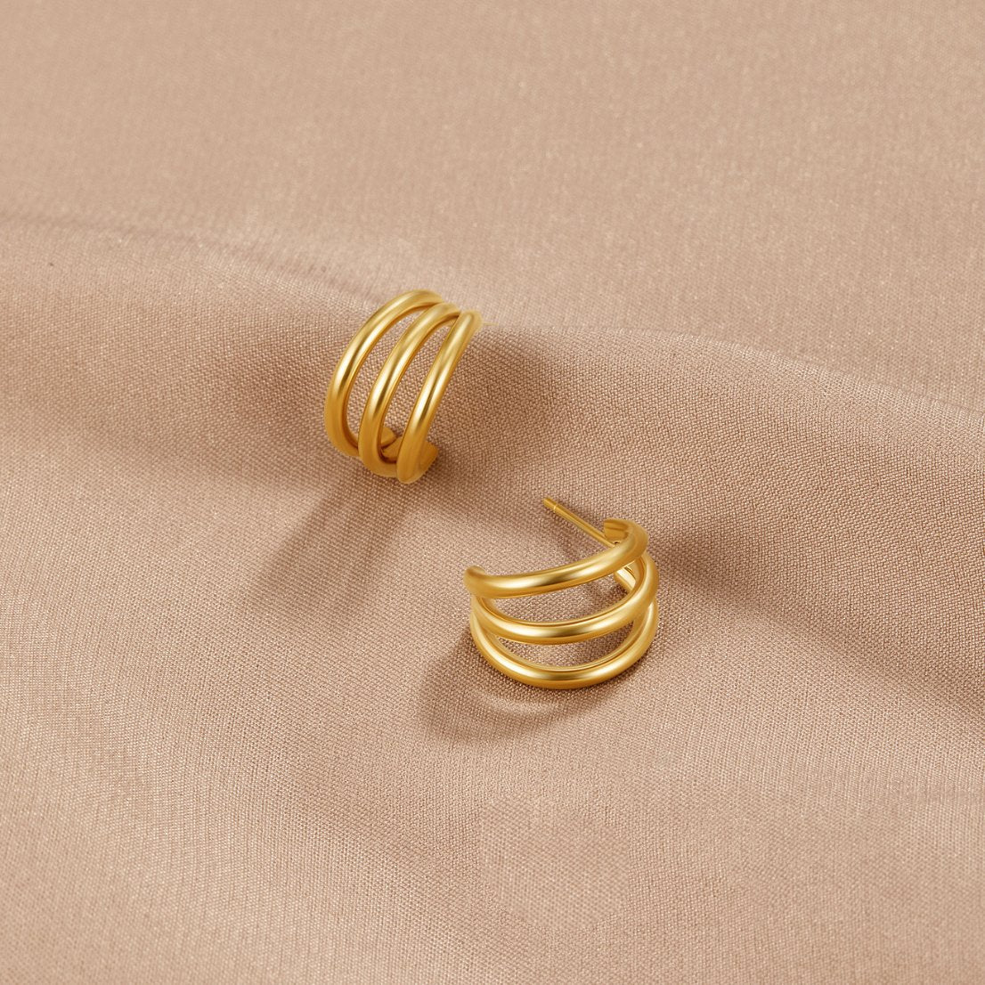 Pendientes de Aro Anaya Triple Gold (15 mm) - Isabel de Sevilla