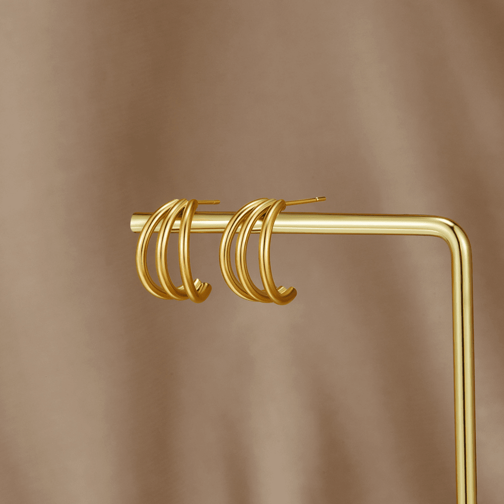Pendientes de Aro Anaya Triple Gold (15 mm) - Isabel de Sevilla