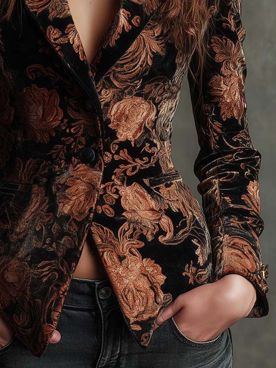 Yvette | Blazer Ajustado con Estampado Floral