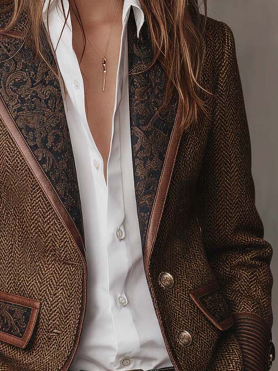 Hollis | Blazer de Espiga con Panel de Contraste