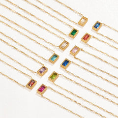 Collar Baguette Birthstone (40+5 cm) - Isabel de Sevilla
