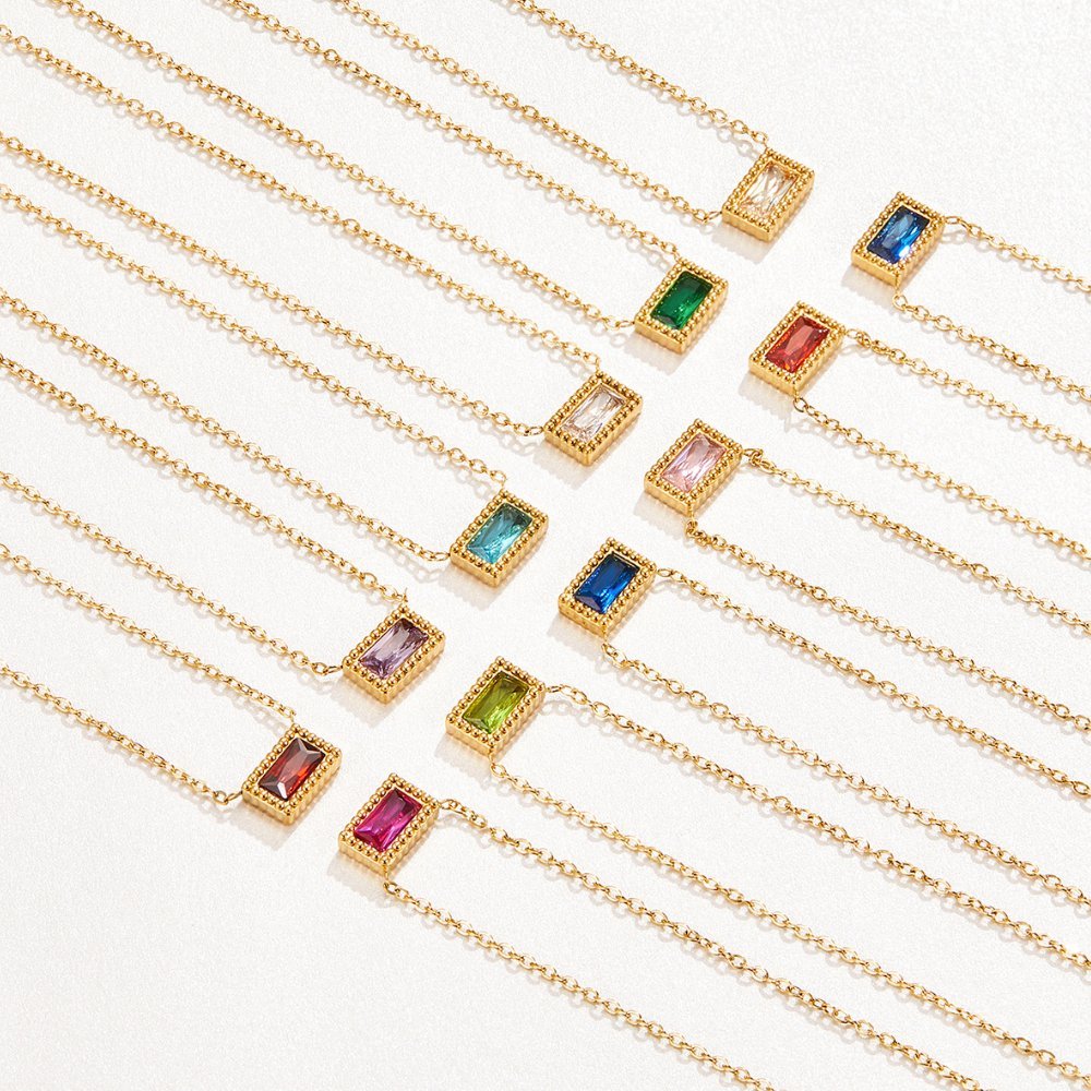 Collar Baguette Birthstone (40+5 cm) - Isabel de Sevilla