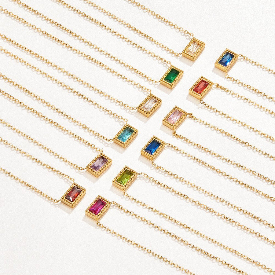 Collar Baguette Birthstone (40+5 cm) - Isabel de Sevilla