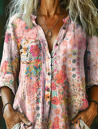 Alma | Camisa artística con estampado floral - Isabel de Sevilla