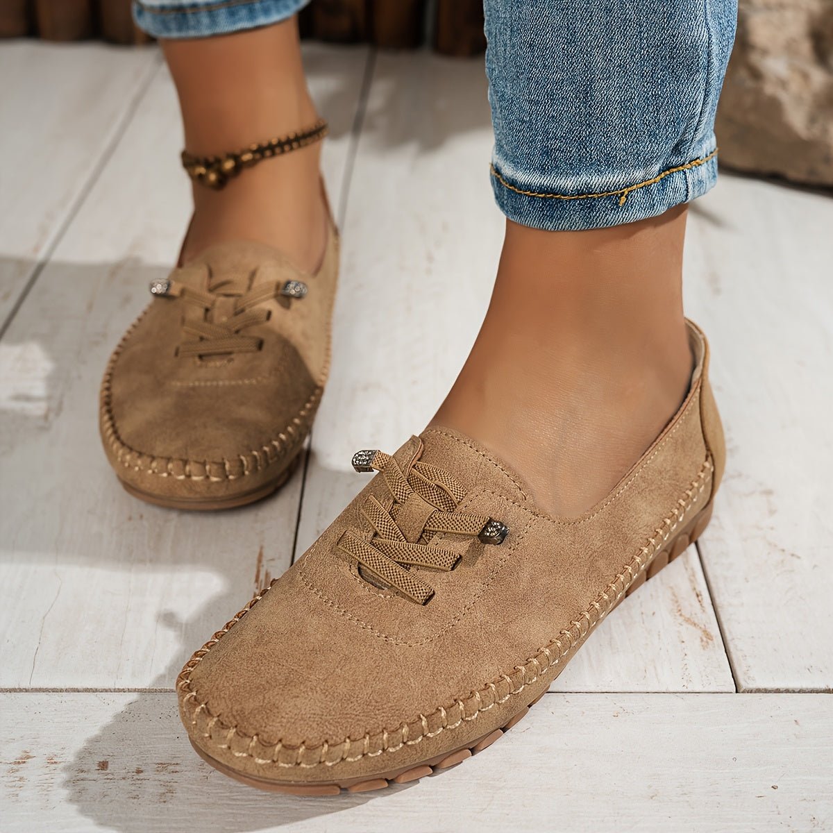 Adoración | Mocasines de Ante con Cordón Elástico - Isabel de Sevilla
